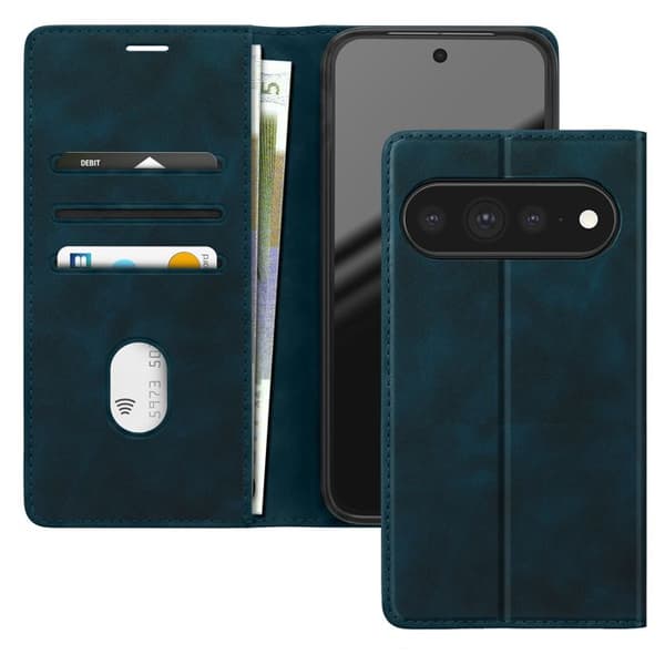 Pungetui til Google Pixel 11 / 11 Pro Suede Effekt med Støtte Blå Nat Blå