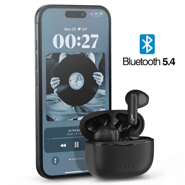 Trådløse Bluetooth-hovedtelefoner med mikrofon og berøringskontroller Akashi Sort Svart