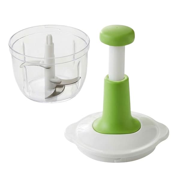 Manuell Multifunktionshackare med Rostfria Blad och 2L Skål Cheffinger Vit / Grön Vit