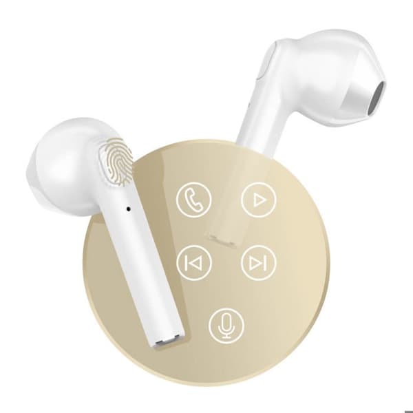 Bluetooth-hörlurar 5.3 Laddningsfodral 18h Kontrollknapp Akashi Vit Vit