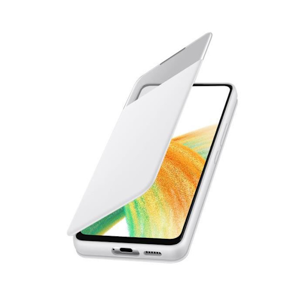 Officiellt Etui - Samsung - Galaxy A33 5G - S View Wallet Cover - Vit - Antibakteriellt Skydd Vit