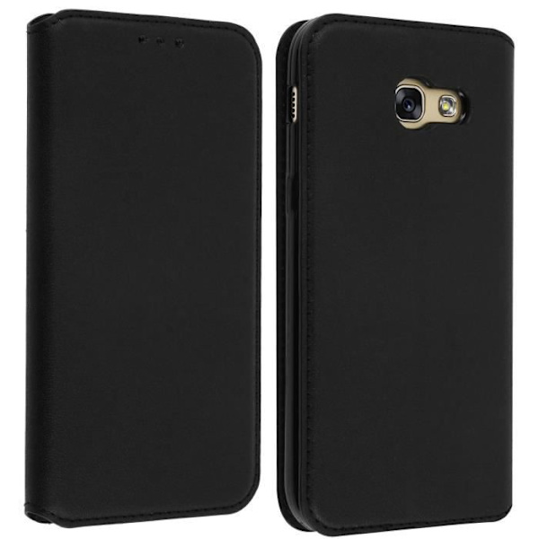 Husklap til tegnebog - AVIZAR - Samsung Galaxy A3 2017 - Sort - Semi-rigid - Støttefunktion Svart