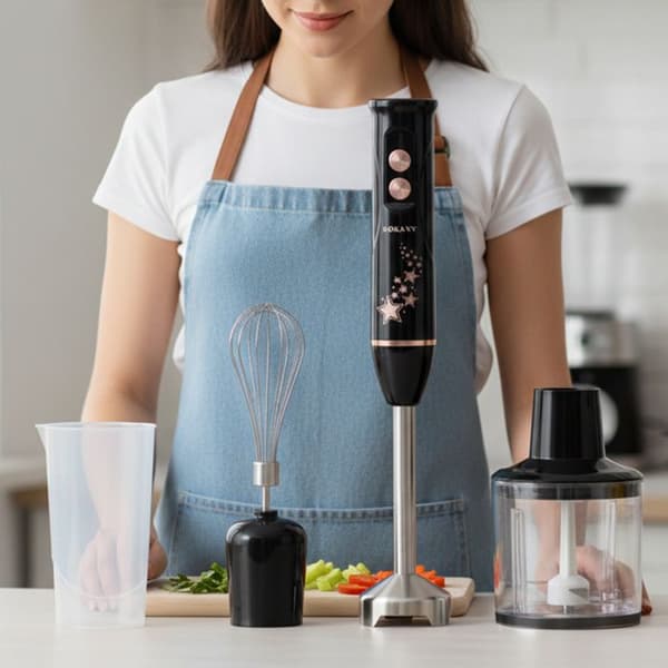 Stavblender 600W - SOKANY - 4 i 1 - Hakker - Piskeris - Grå Grå