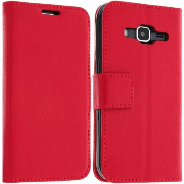 Etui Portefeuille - Avizar - Samsung Galaxy Core Prime - Röd - Syntetiskt läder - Stödfunktion Röd