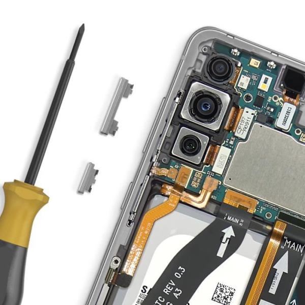 AVIZAR Ström- och volymknapp för Samsung Galaxy S21 FE Vit - Högkvalitativ ersättningsdel Vit