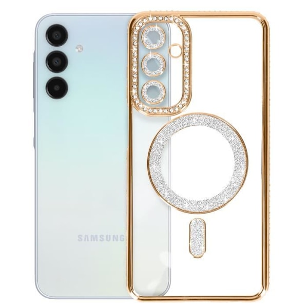 Timanttikotelo Samsung Galaxy A15 MagSafe Gold tekojalokivi Contour - AVIZAR - Jäykkä - Synteettinen - Mixed Gul