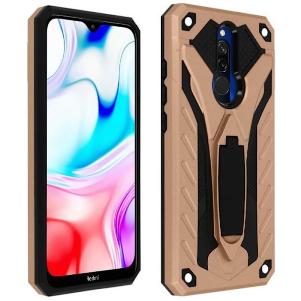Coque - AVIZAR - Xiaomi Redmi 8 / 8A - Stötbeständig - Inbyggd ställning - Två material Rosa