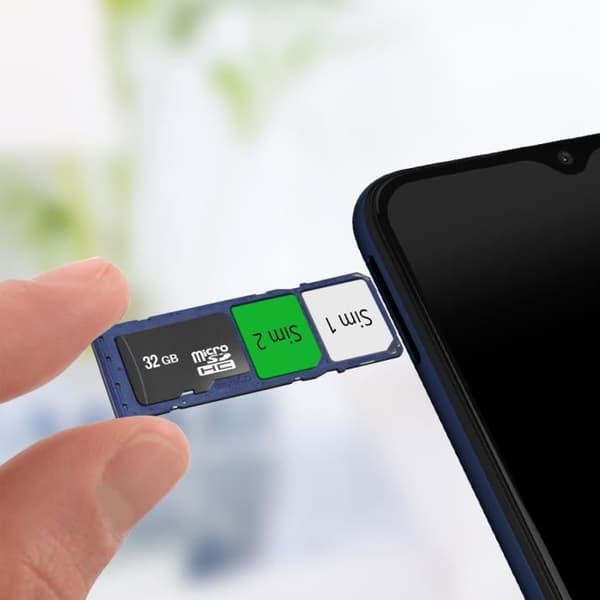 Samsung Galaxy A03s Erstatnings SIM-kortbakke - Blå - Dual Nano SIM + Micro-SD blå