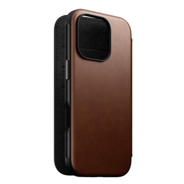 MagSafe etui til iPhone 16 Pro Folio Moderne anti-ridse læder kortholder Nomad Brown kastanj