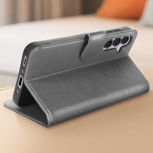 Plånboksfodral - Chesterfield - Samsung Galaxy A35 5G - Grå - Videostöd - Magnetisk Grå