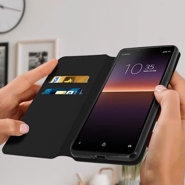 Hus - Sony - Xperia 10 2 - Øko-læder - Magnetisk lukning - Støttefunktion Svart