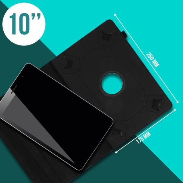 10 tuuman tabletin suojus Universal Case Flip Jalusta Toiminto 360° Pyörivä musta 10 tuumaa