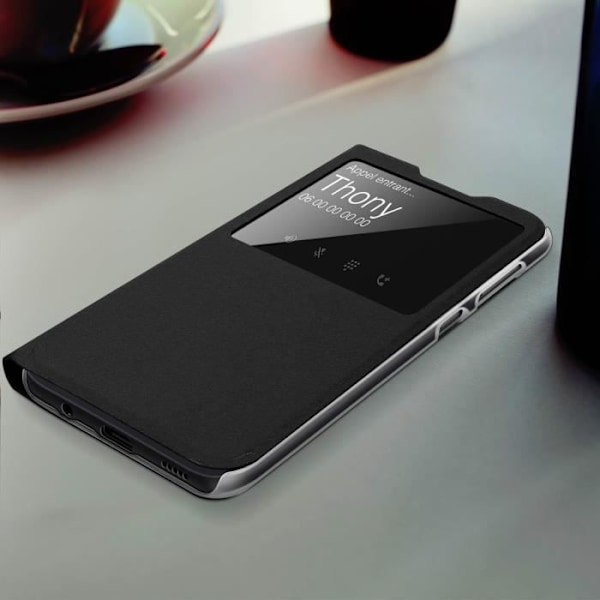 Hus för Samsung Galaxy A50 - AVIZAR - Fodral med Lock - Mjuk Skal - Visningsfönster - Ultra-Tunn Svart Svart