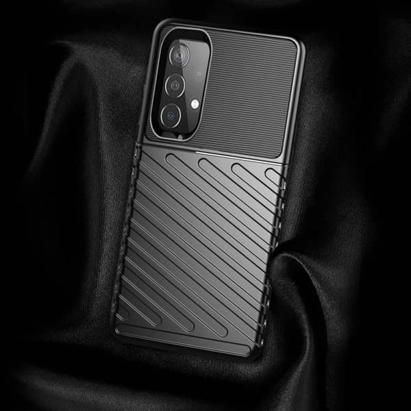 Coque - Thunder - Galaxy A52/A52s - Forstærket Beskyttelse - Silikone Gel - Sort Svart