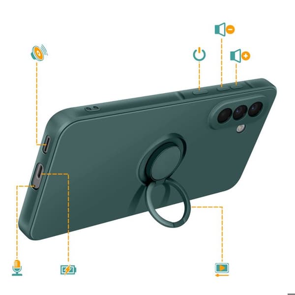 Skyddsfodral för Galaxy A57 Soft-Touch med Magnetisk Stödring Grön Grön