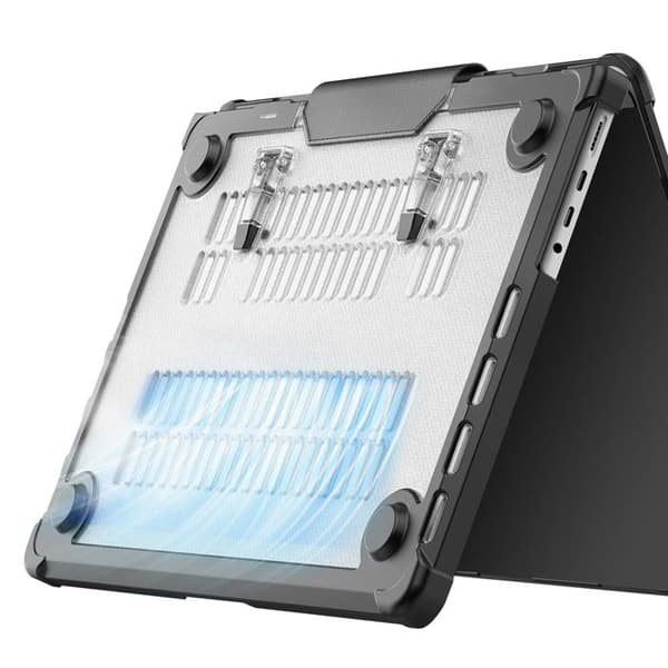 Cover til MacBook Pro 16" - AVIZAR - Stødabsorberende Hård - Foldbar Støtte - Sort - Bimateriale Svart