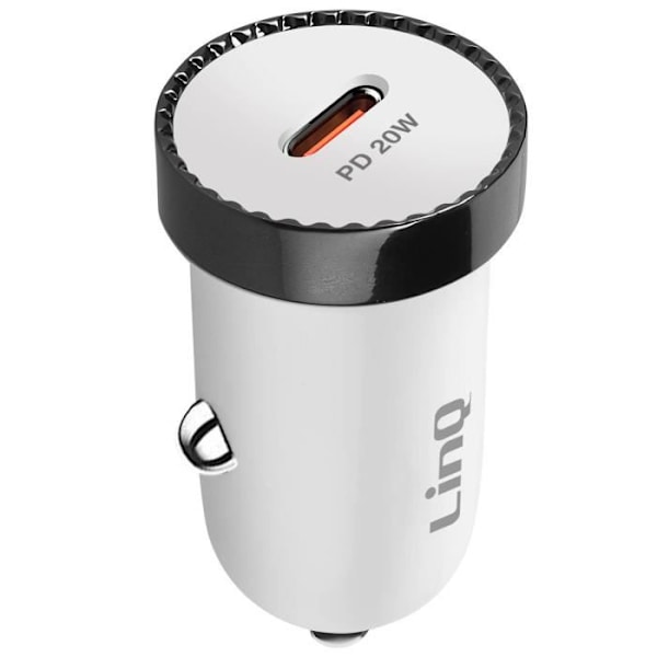 USB C Cigarettändare Billaddare 20W Strömförsörjning Kompakt LinQ Vit Vit