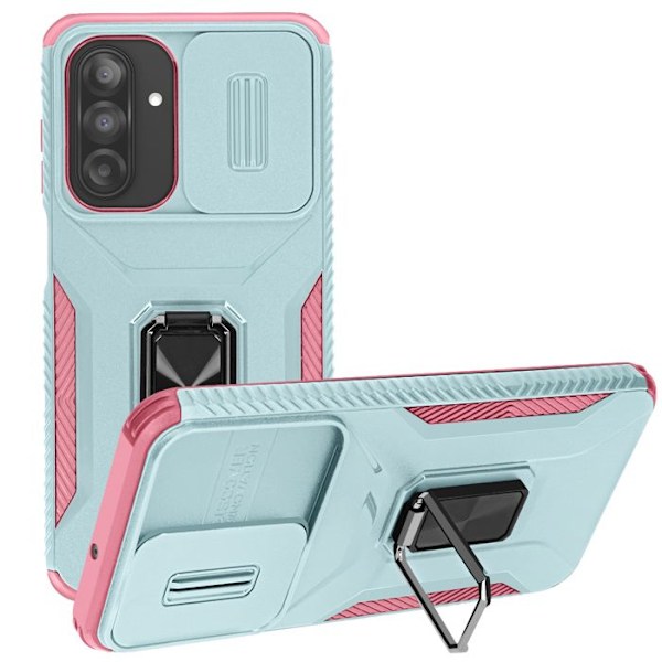 Coque för Samsung Galaxy A26 med ringstöd och kameralock i Blå / Rosa Blå/rosa