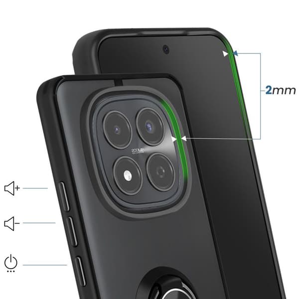 Cover til Redmi Note 15 Pro 4G med magnetisk ring, mat sort finish Svart