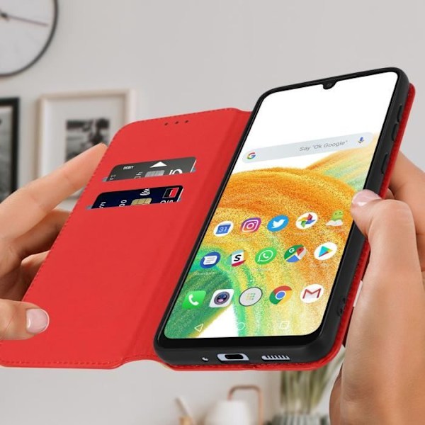 Samsung Galaxy A33 5G kotelo - AVIZAR - Lompakon kansi - Punainen - Täysi suoja - Videotuki Röd