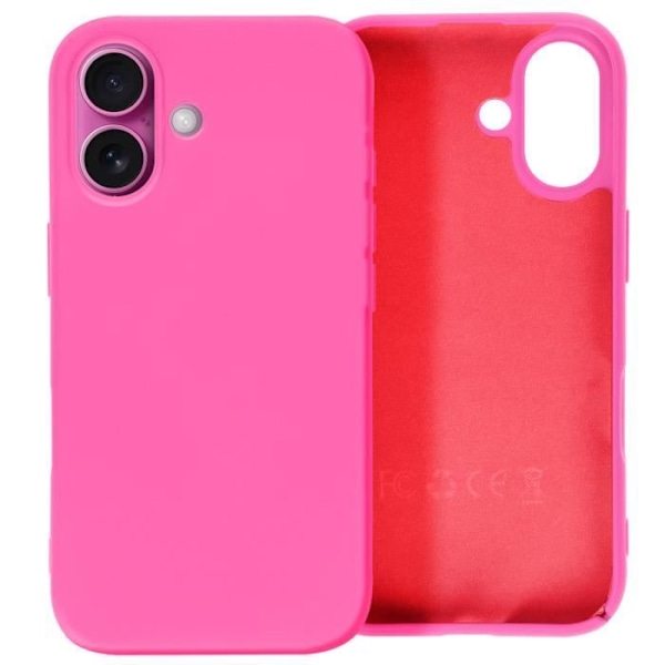 Fodral till iPhone 16 Plus Halvstyvt mjukt anti-fingeravtryck Fuchsia Rosa