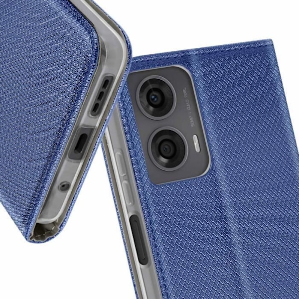 Motorola Moto G24, G04 ja G04s kannellinen korttitasku ja tuki, sininen Blå