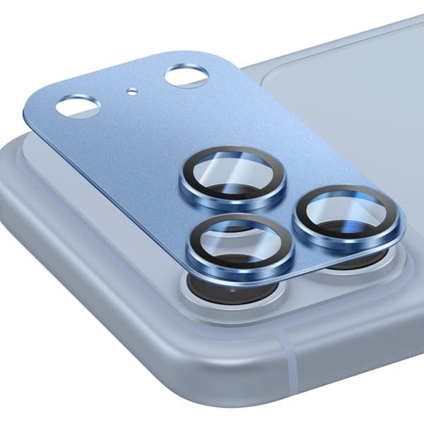 Beskyttelseskamera til iPhone 18 Pro Max i hærdet glas, monobloc design, lyseblå Blå