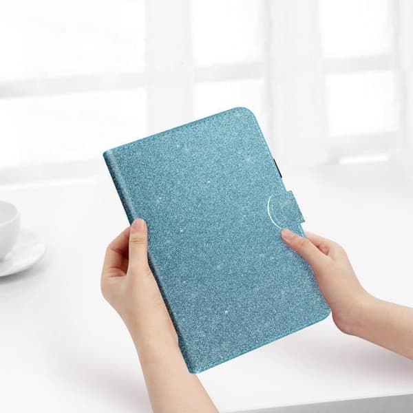 Housse iPad Mini 2021 - Apple - Glitteretui - Hel beskyttelse - Videostander - Kortplads Blå