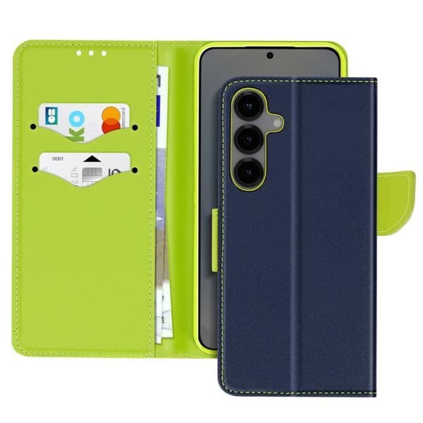 Plånboksfodral - Fancy - Samsung Galaxy S25 Plus - Mörknatt - Heltäckande Skydd - Stödfunktion Blå