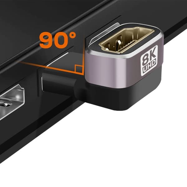 HDMI-videoadapteri - LINQ - 8K UHD - Naaras-mies - Pystysuora 90° kulma - Plug and Play