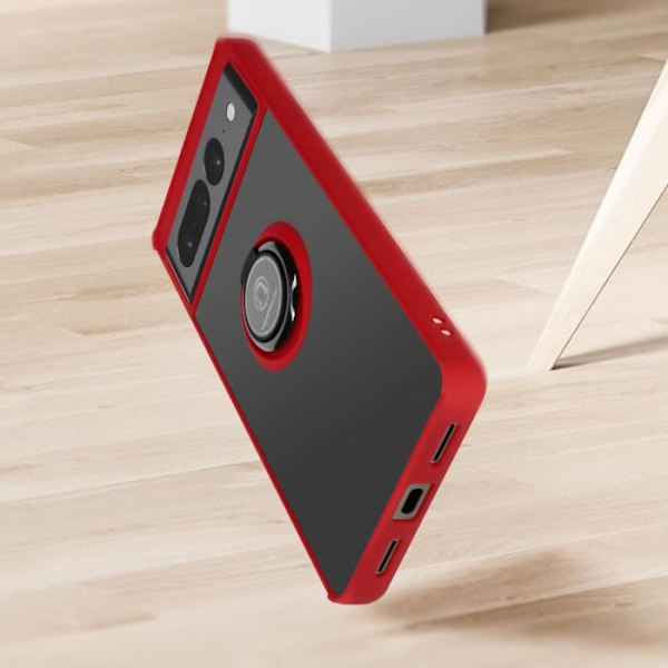 Cover til Google Pixel 7 Pro Bi-materiale Metal Ring Video Support Rød