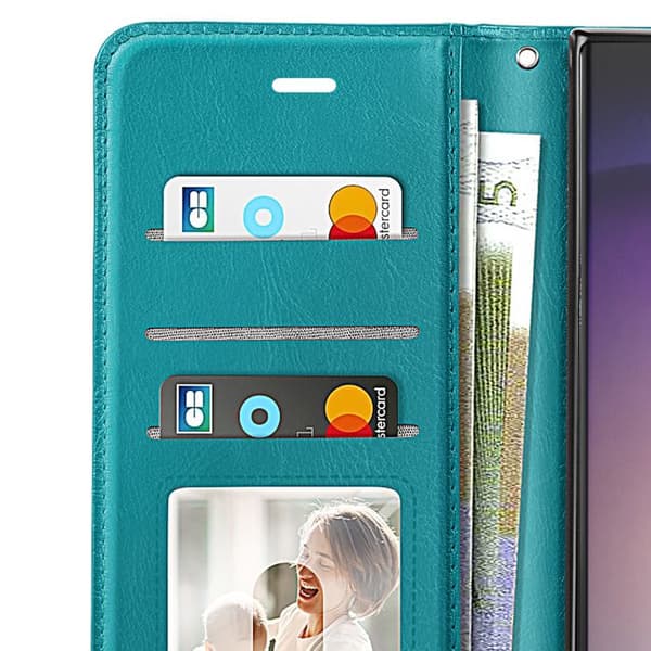 Pungetui til Galaxy S23 Ultra med videostøtte og håndledsrem Mayaxess Turquoise Blå