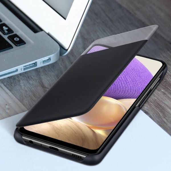 Samsung Galaxy A32 5G Etui - Original - S View Wallet Cover - Sort - Fuld beskyttelse - Taktile Svart
