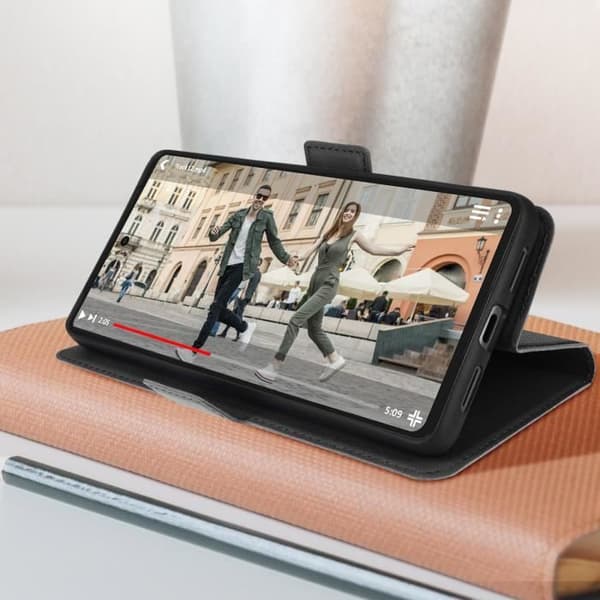 Lædereffekt tegnebog etui Video Support Sort - AVIZAR - Google Pixel 7 - Hard Shell - Flap Svart