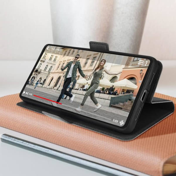 Leather Effect Wallet Case Video Support Musta - AVIZAR - Google Pixel 7 - Hard Shell - Läppä Svart