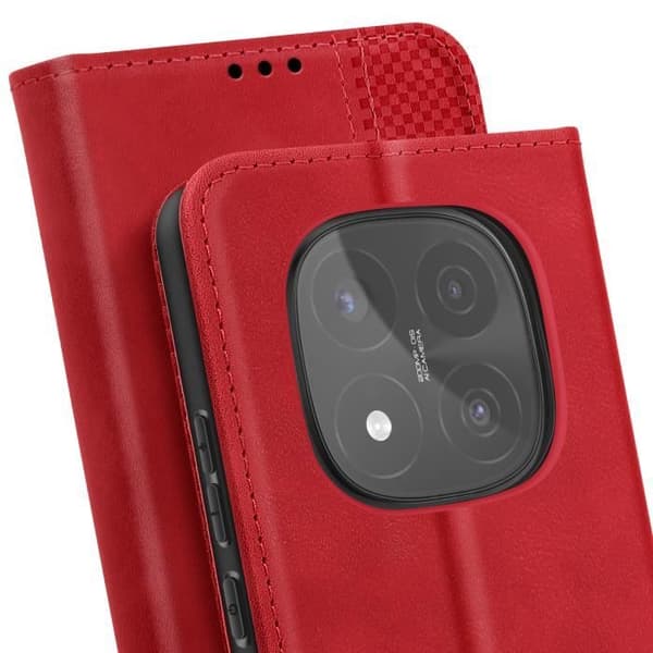 Mobilfodral - Xiaomi - Redmi Note 14 Pro/Pro Plus - Plånbok - Ställ - Röd Röd