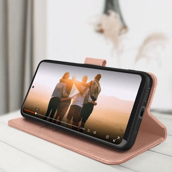 Xiaomi Redmi Note 11 ja Note 11s Case Flip Wallet Support ruusukultaa rosa guld