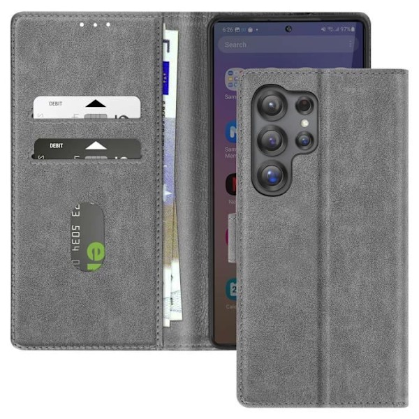 Samsung S25 Ultra - Lompakko- ja taittotuki -harmaa Grå