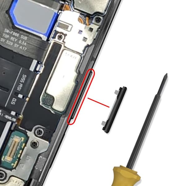 Original Volumenknap til Galaxy Z Fold7 Service Pack Samsung Sort Svart