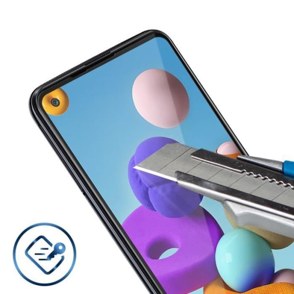 Galaxy A21s Screen Film Karkaistu lasi 9H Anti-sormenjälkiä - Läpinäkyvä musta Contour Black