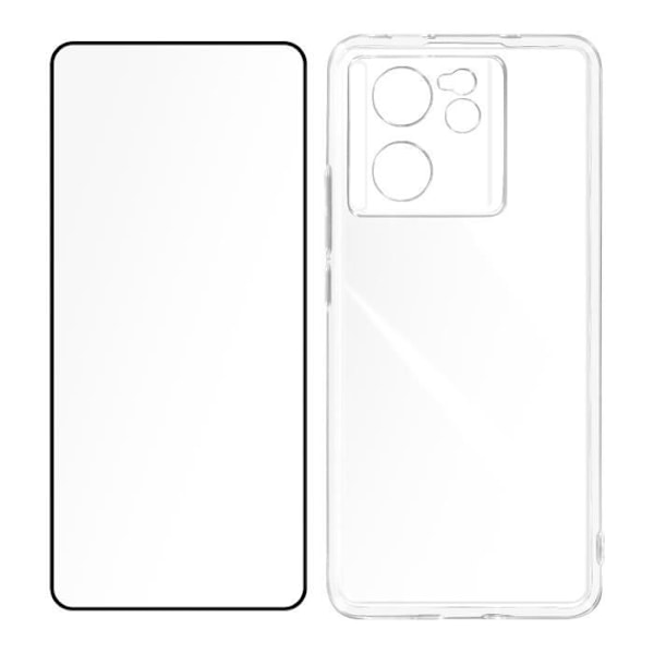 AVIZAR kotelo Xiaomi 13T ja 13T Pro -puhelimille - Silikonigeeli ja 9H karkaistu lasi - musta Svart