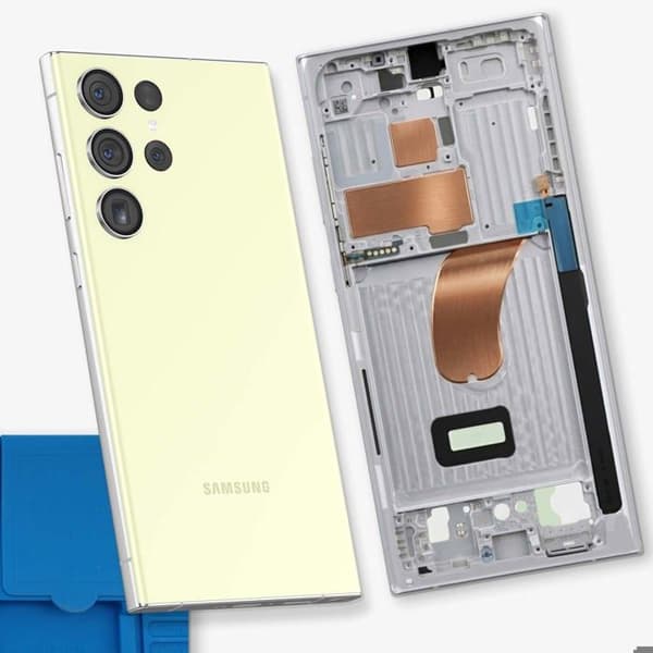 Erstatningscentralchassis til Galaxy S23 Ultra Service Pack Samsung Sølv Grå