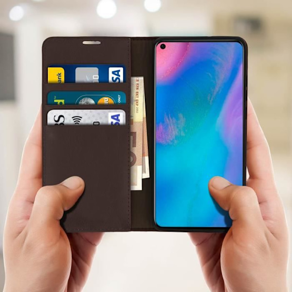 Etui - Huawei - P30 Pro - Ægte læder - Brun - Video støtte kastanj
