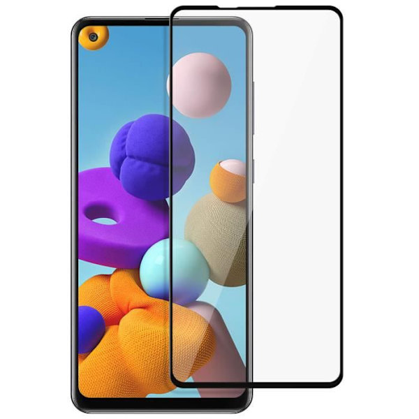 Galaxy A21s Skærmfilm Hærdet Glas 9H Anti-Fingerprint - Transparent Black Contour Black Transparent