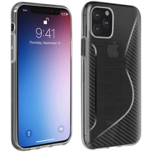 iPhone 11 Pro Max S Line Kotelo Harjattu Effect Carbon Pehmeä Silikoni Läpinäkyvä