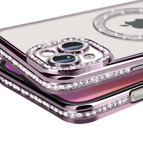 Coque Diamant för iPhone 14 Plus MagSafe Kontur Strass Lila Lila