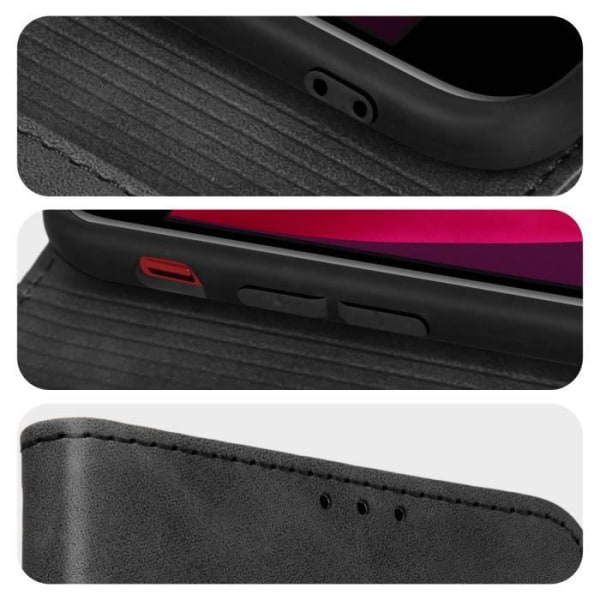 Forcell Tender Book iPhone SE 2020, 8 og 7 etui - Sort - Ruskindseffekt - Videosupport Svart