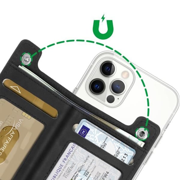 Kortholder - 4SMARTS - MagSafe - RFID-beskyttelse - Magnetisk fastgørelse - Sort Svart