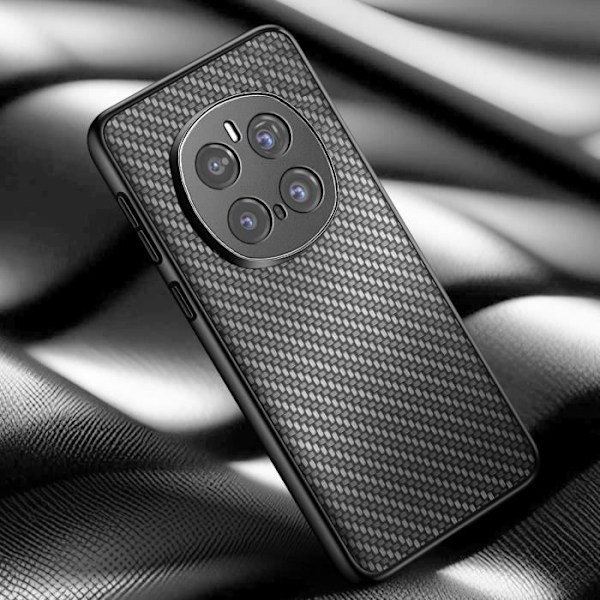 Carbone cover til Honor Magic 7 Pro vævet læder silikone kant sort Svart