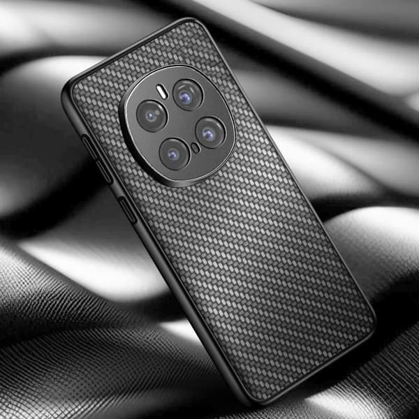 Coque - Honor - Magic 7 Pro - Kudottu Nahka - Musta Silikoni - Iskusuojus Svart